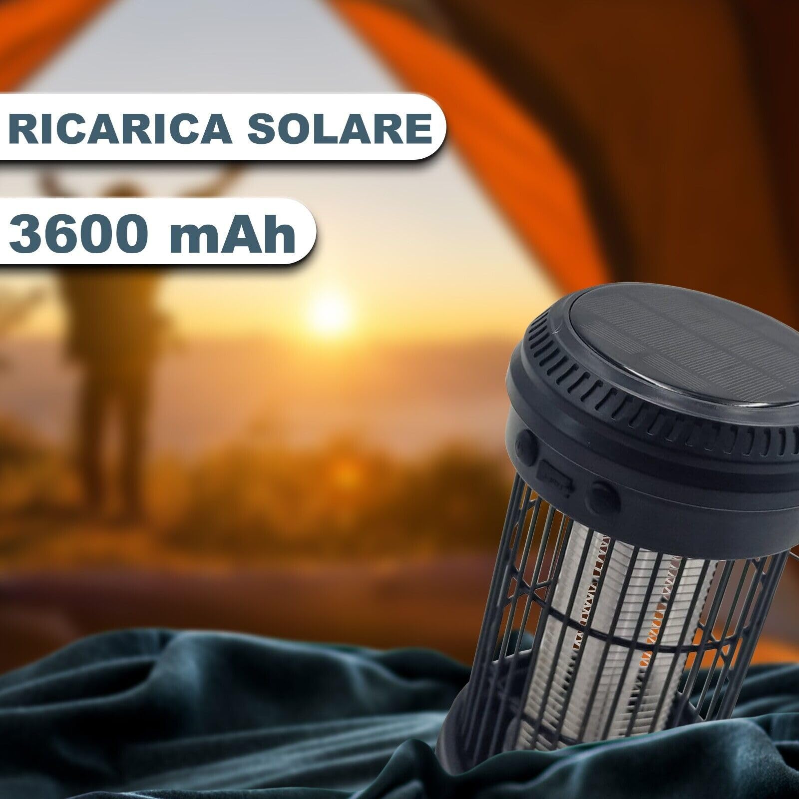 MAKA Lampada Solare Antizanzare, Lampada Antizanzare Ricaricabile, Lampada LED Zanzare, Lunga Autonomia 3600 mAh, Zanzariera Elettrica, Lampada Antizanzare Da Esterno Impermeabile