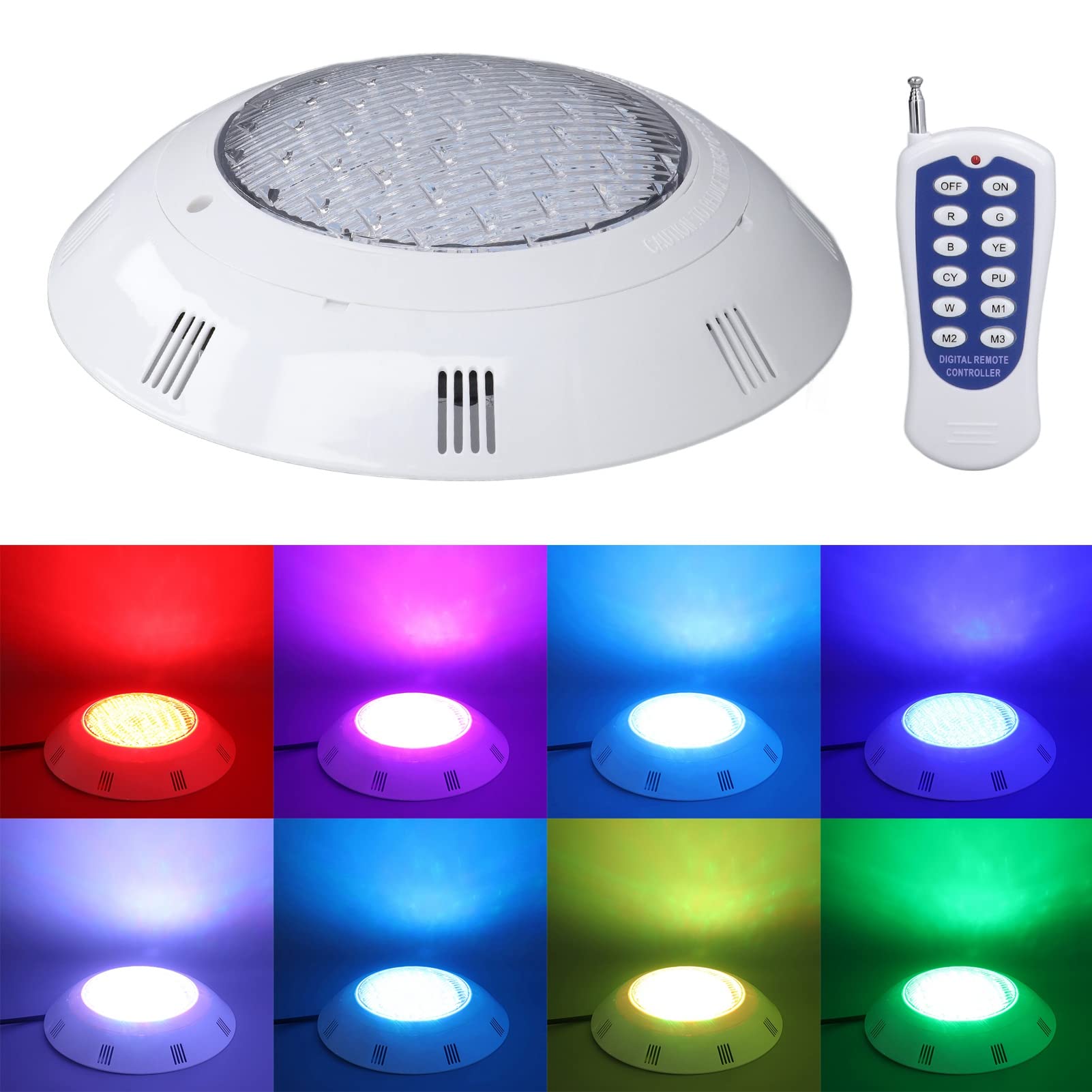 Luci Subacquee a LED RGB AC12V Luci per Laghetto Impermeabili con Telecomando, Installazione Semplice, IP68 per Piscina, Decorazione del Giardino (45W)