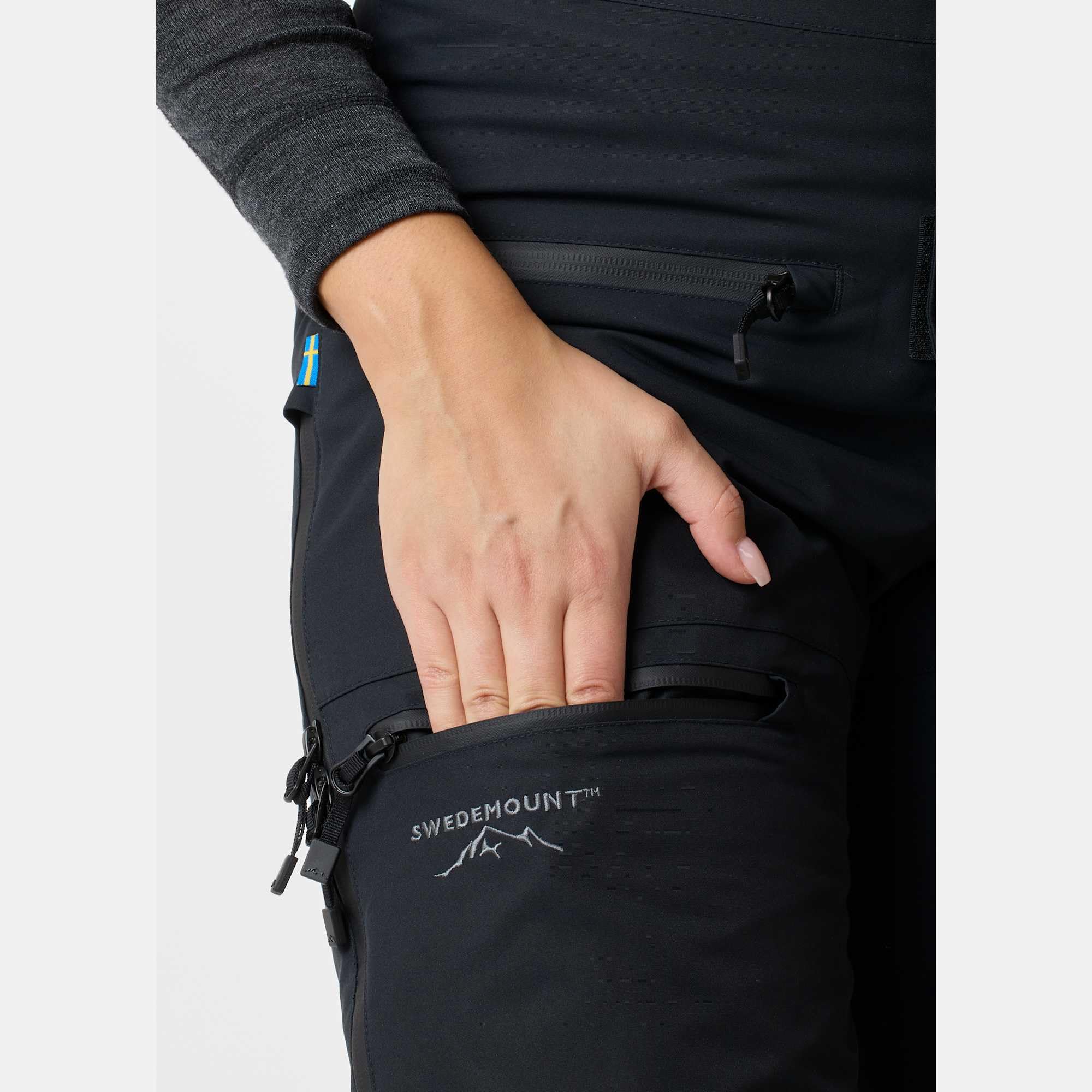 Spodnie narciarskie Swedemount Freeride Bib – wodoodporne, oddychające spodnie snowboardowe z regulowanym pasem, zamkiem wentylacyjnym, RECCO dla kobiet