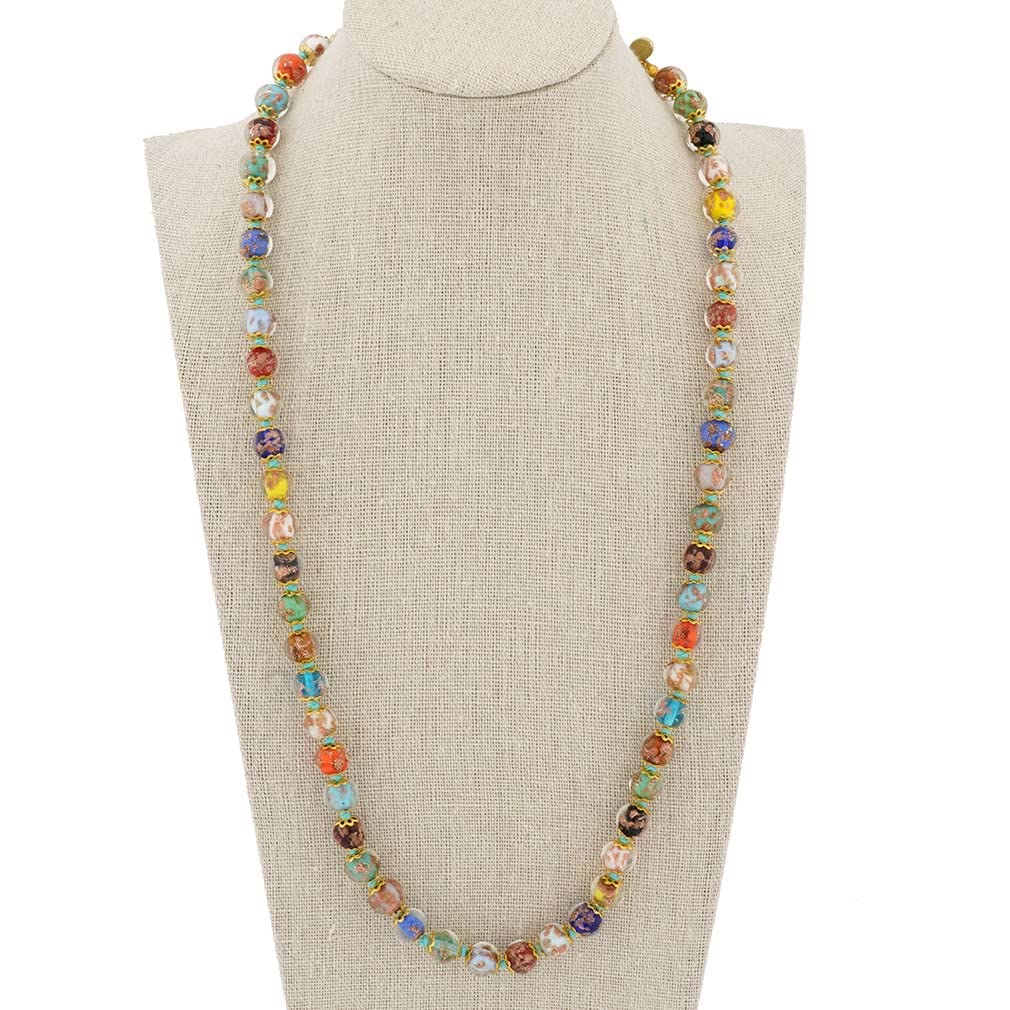 Glass Of Venice Collar de Murano de longitud más larga, cuentas brillantes de Sommerso multicolor italiano hecho a mano de vidrio soplado para mujer