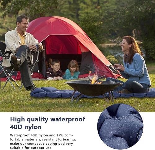 Miniatura 6 de Colchoneta de dormir para camping, colchoneta inflable con almohada y bomba de pie integrada, autoinflable y compacto, colchón de aire ultraligero