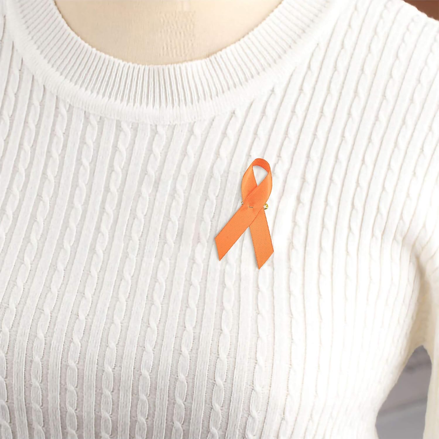 WANDIC Polyester Ribbon Pins, Satin Cancer Awareness Badge with Safety Pins Hope Faith Ribbon Brooches for Women and Men Activity Clothing Decoration（2.95 * 1.57inch）
