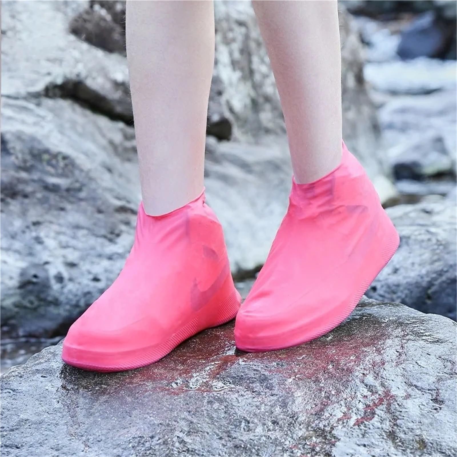 Copriscarpe 5 Paia Copriscarpe in Silicone Elastico Impermeabile Copriscarpe da Pioggia Antiscivolo Riutilizzabili for Giorno di Pioggia all'aperto(Pink,L Suit 38-46)