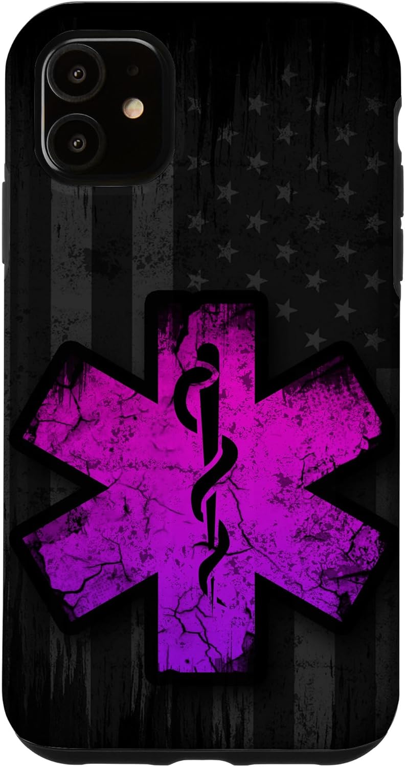 Vintage EMS EMT Usa Flag Pink Distressed American Paramedic Case for iPhone 16 Pro Max