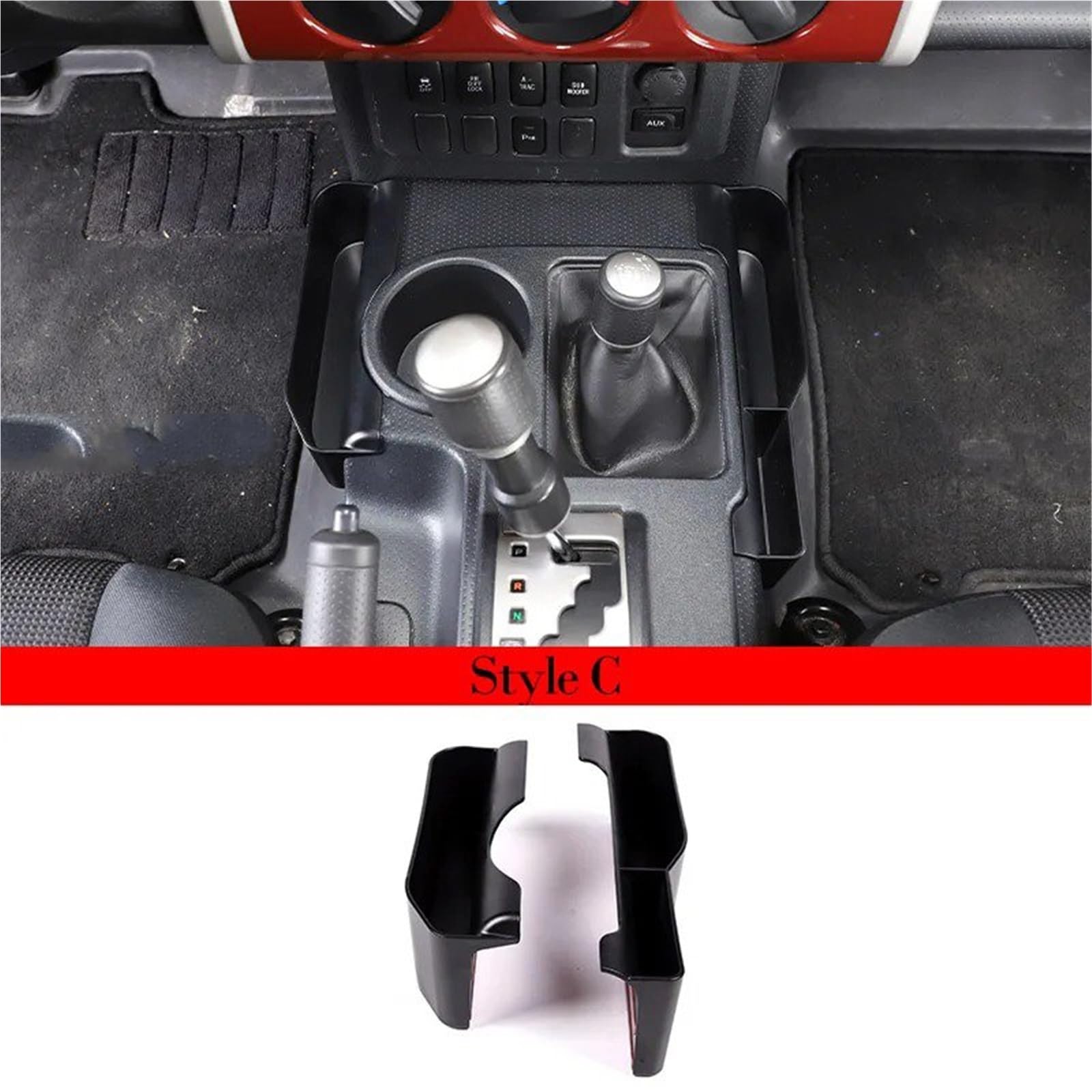 Interno Per Toyota FJ Per Cruiser 2007-2021 LHD Nero Car Center Console Scatola Di Immagazzinaggio Laterale Del Telefono Per Interni Auto Copertura Pannello Centrale Auto(Style C)