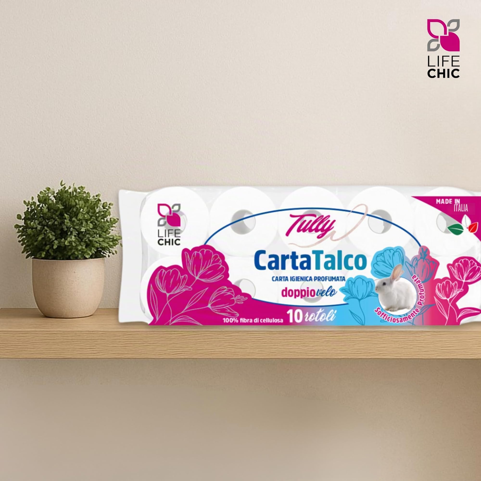 Carta Igienica TULLY 60 Rotoli 2 Veli Profumata al Talco – Carta Morbida e Resistente, Delicata sulla Pelle, Ideale per Bambini e Famiglia, Rotoli Lunghi e di Qualità Premium