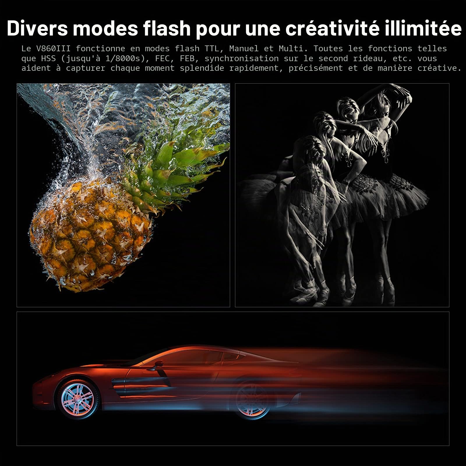 Godox V860III-S TTL Flash pour Appareil Photo Sony, 2,4G Externe Flash pour Sony HSS 1/8000s, 480 Flashs Pleine Puissance, Temps de Recyclage de 0,01 à 1,5s, 10 Levels LED Modeling Lamp