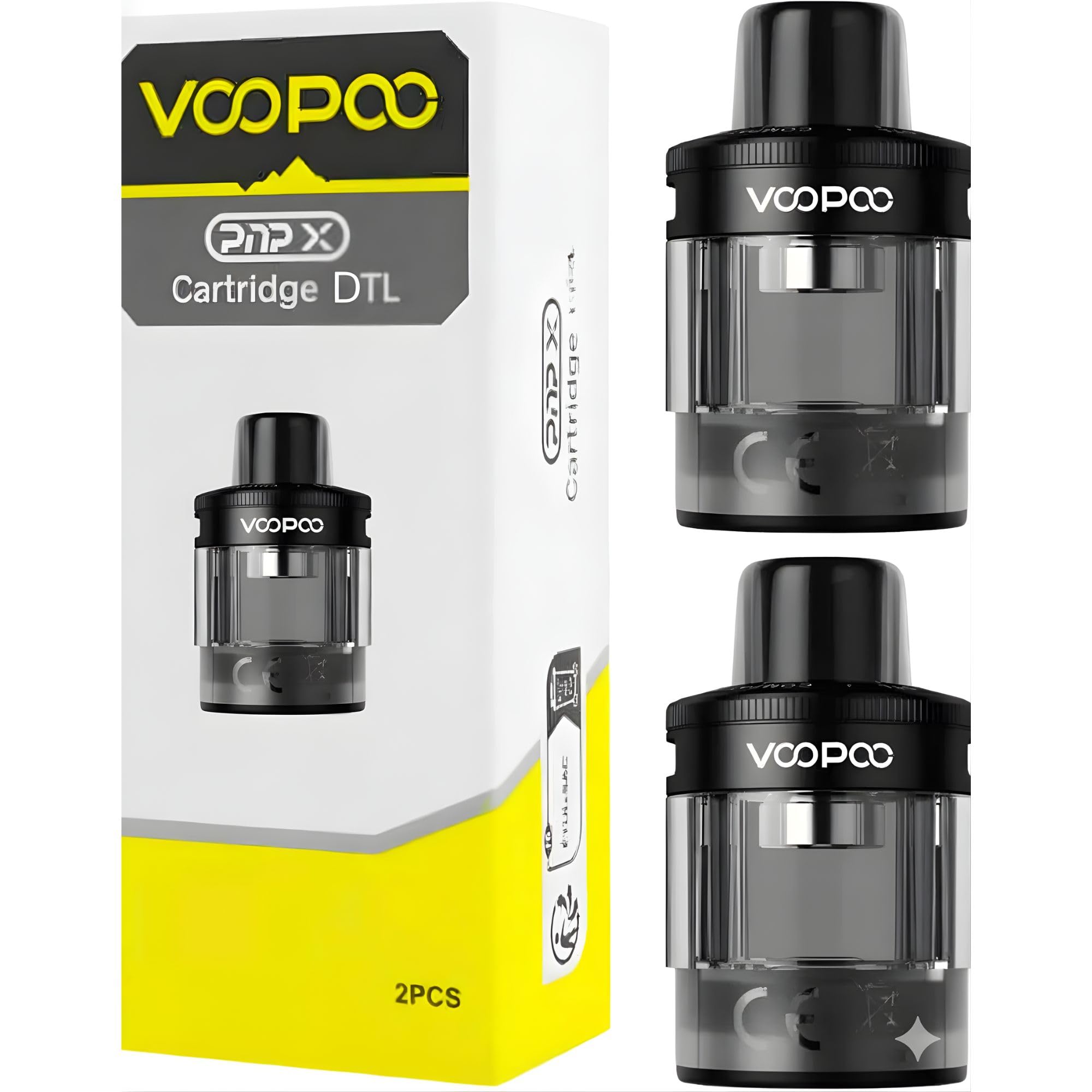 Voopoo PnP X Replacement Pods (Black DTL) – XL Refillable Cartridges, Pack of 2 | Compatible with Drag S2, Drag X2, Argus Pro 2, DRAG S3, DRAG X3 & PnP X Coils | No Nicotine