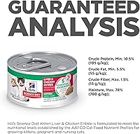 Vista 10 de Hill's Science Diet Kitten, Nutrición Premium para Gatito, Alimento Húmedo para Gatos, Hígado y Pollo Picado, Lata de 2.9 oz, Caja de 24