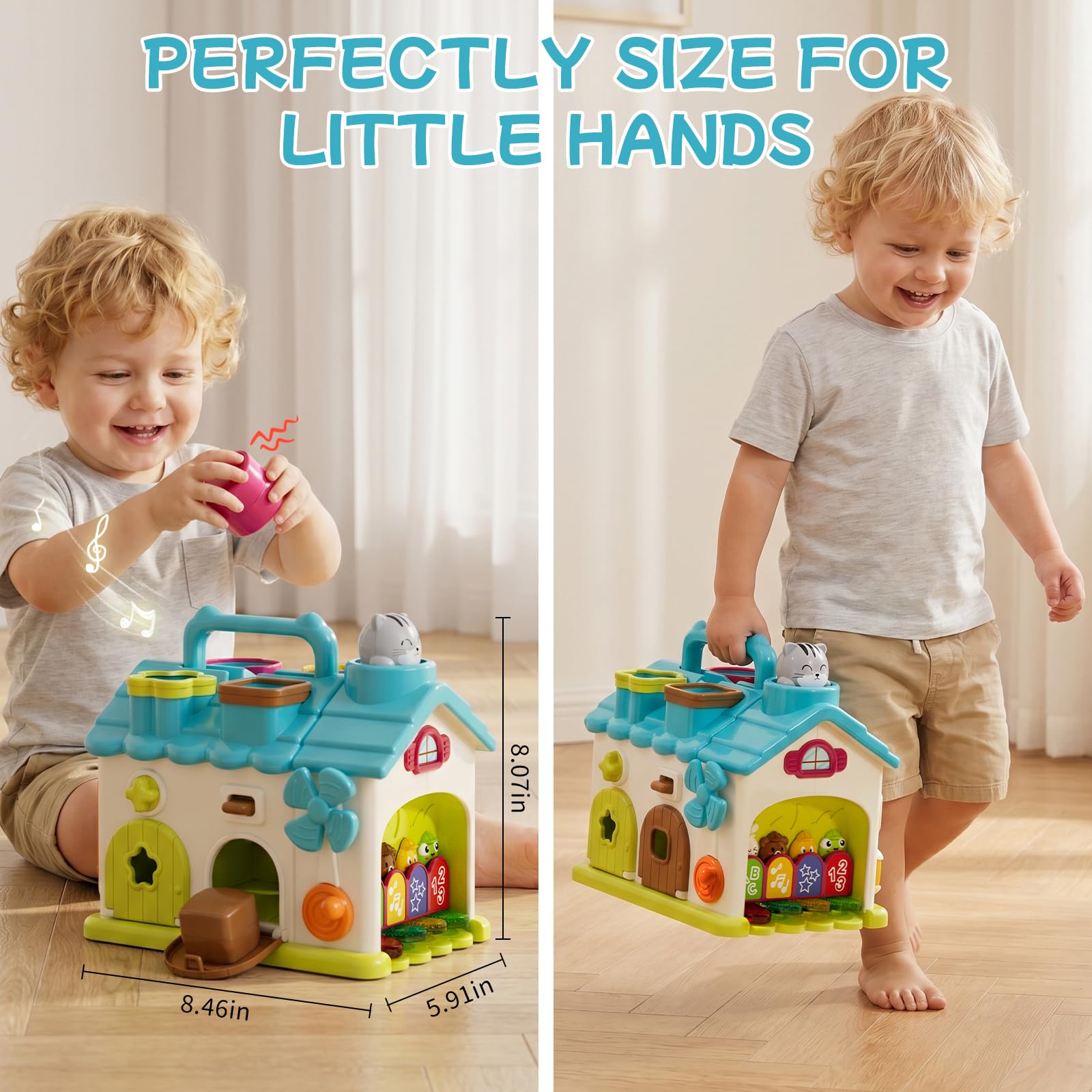 Giocattoli Montessori per bambini di 1-2 anni, 20 in 1 casa di attività educativa musicale con 4 blocchi di forma, giocattolo sensoriale motore fine per bambini da 1 a 3, regalo di primo compleanno