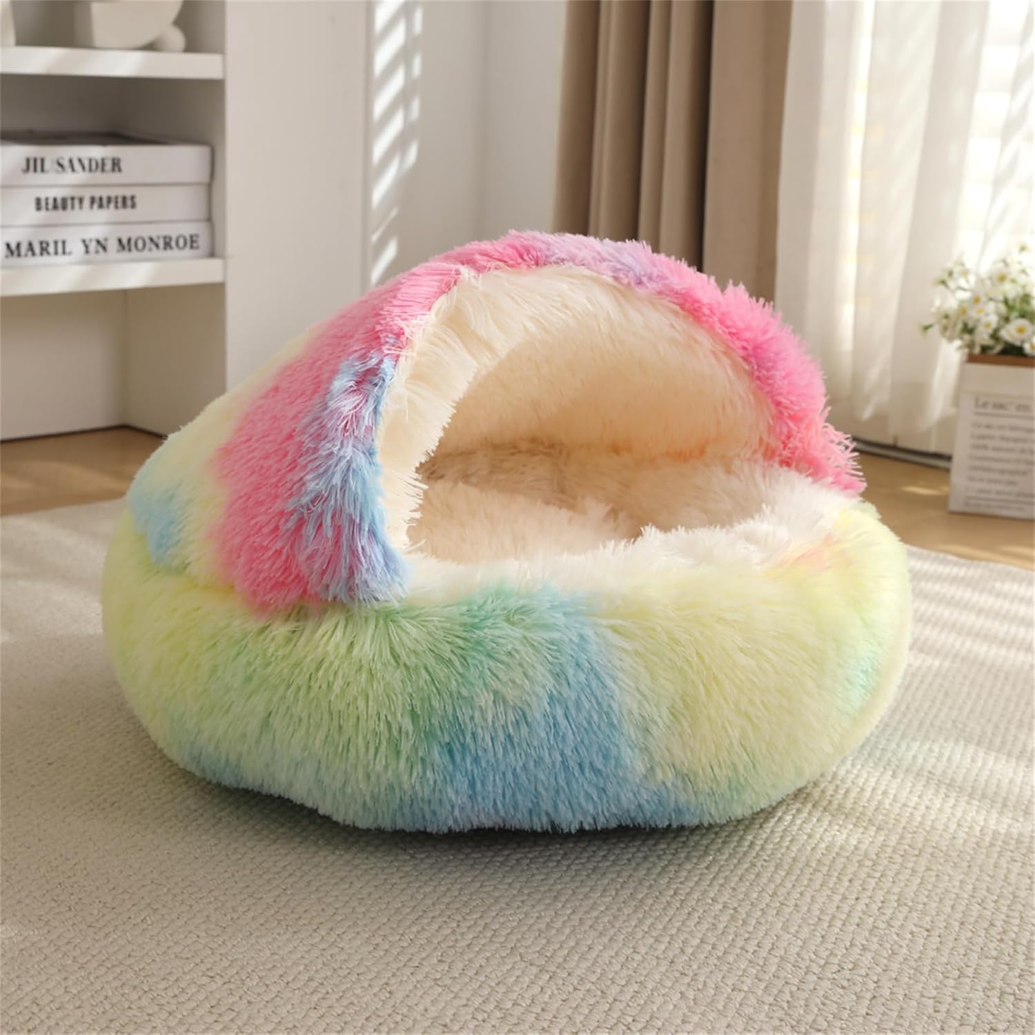 Nest Bed - Lapcatz Cat Beds for Indoor Cats, Fluffy Cat Bed Cave Plush Warm Nest for Cats (Storm,XXL 32"x32")