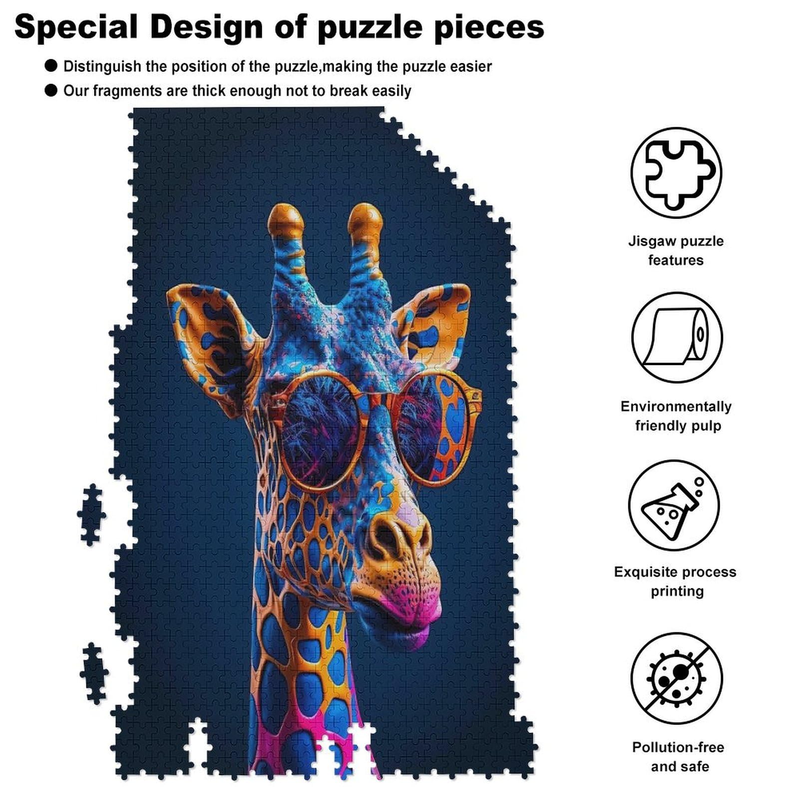 Puzzle Difficile 1000 Pezzi Per Adulti – Impossible Impuzzibles: Giraffa, 66x50 Cm – Sfida Estrema E Regalo