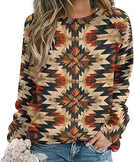 Sponsored Ad - ZOCAVIA Women's Western Aztec Sweatshirts Casual Retro Ethnic Graphic Crewneck Long Sleeve Pullover Tops Fa...