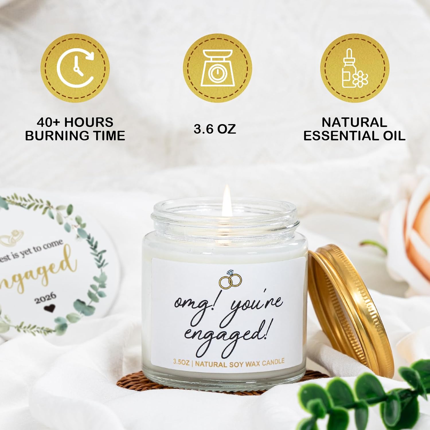 Engagement Gifts For Couples, Newly Engaged Fiance Gifts For Her Him Women Men, Future Mrs Just Enagaed Wine Glasses Bag Set With Candle And Ornament, Cool Wedding Party Decorations for Bride To Be - Image 6