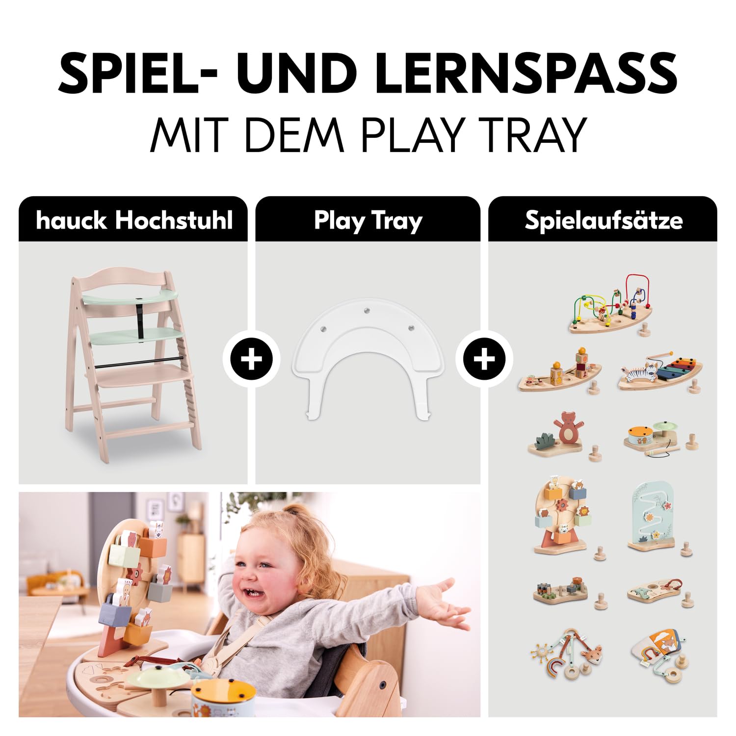 hauck Arketa Holz Hochstuhl Baby mitwachsend bis 130 kg, Whitewashed Mint