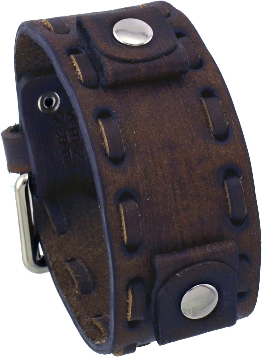 Nemesis #VSB-B Washed Out Faded Dark Brown 20mm Lug Width Wide Leather Cuff Watch Band
