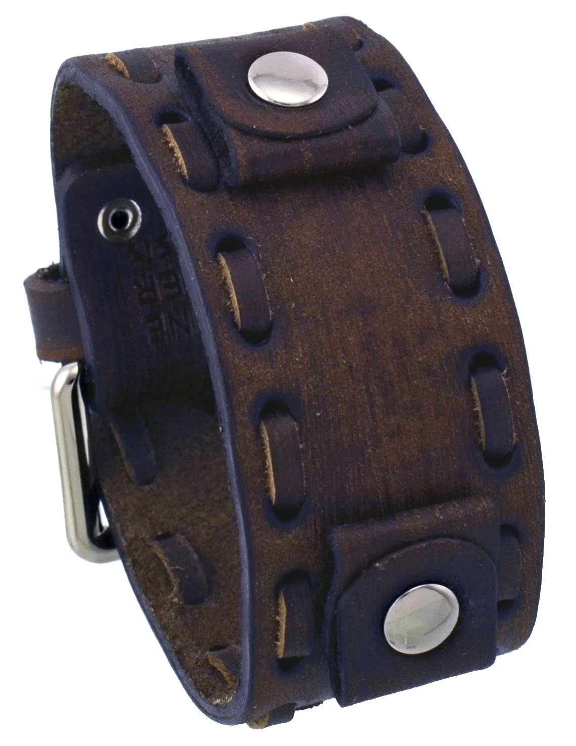 Nemesis #VSB-B Washed Out Faded Dark Brown 20mm Lug Width Wide Leather Cuff Watch Band
