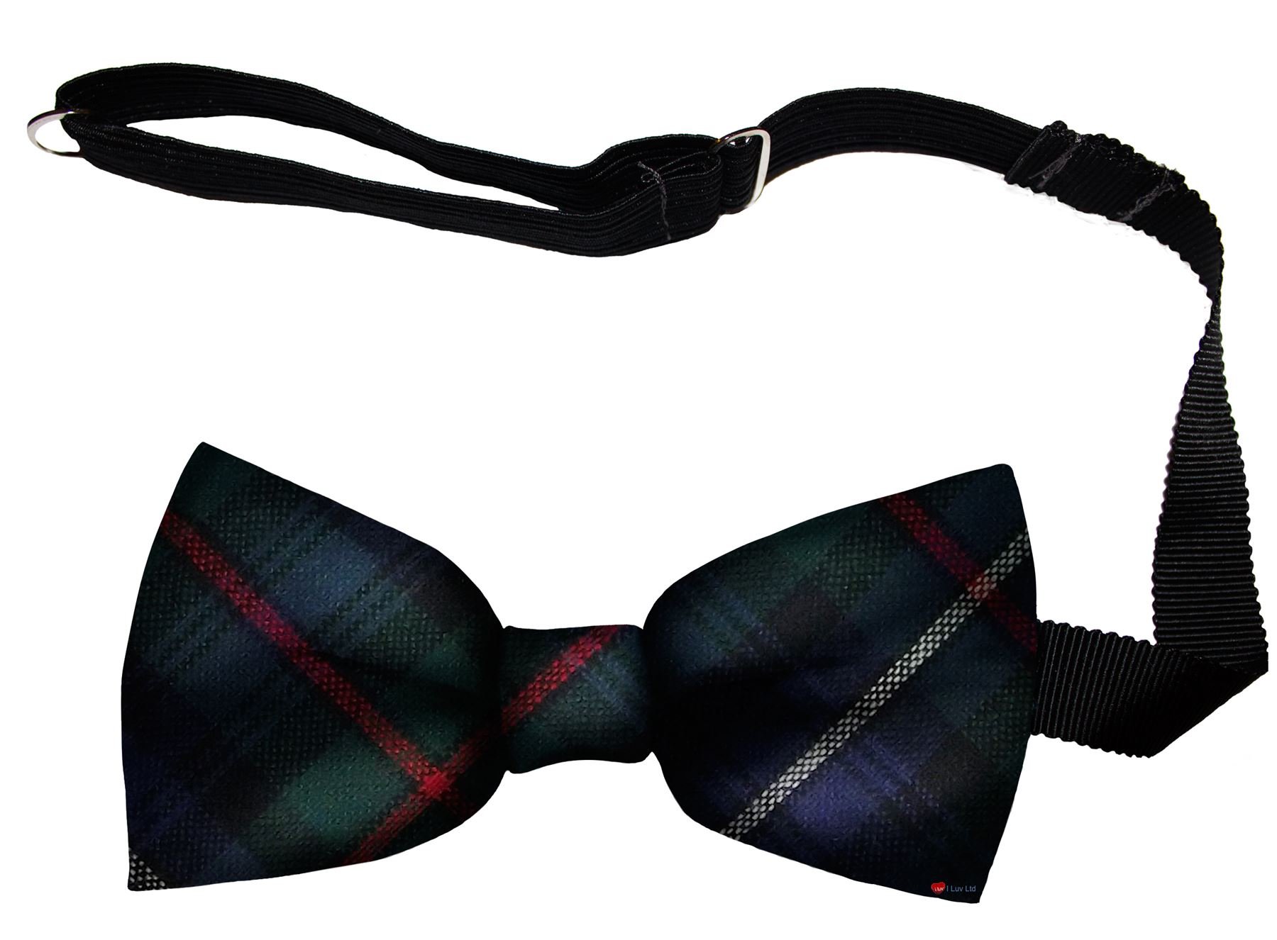 I LUV LTD Mens Bow Tie Soft Wool Woven And Made in Scotland in Robertson Hunting Modern Tartan Adjustable Strap for Easy Fastening