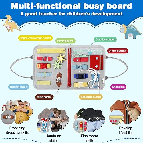 Miniatura 9 de JHkim Busy Board Montessori - Juguetes para bebés de 1, 2, 3, 4 años, regalos para niños y niñas, juguete sensorial para niños pequeños de 1 a 3