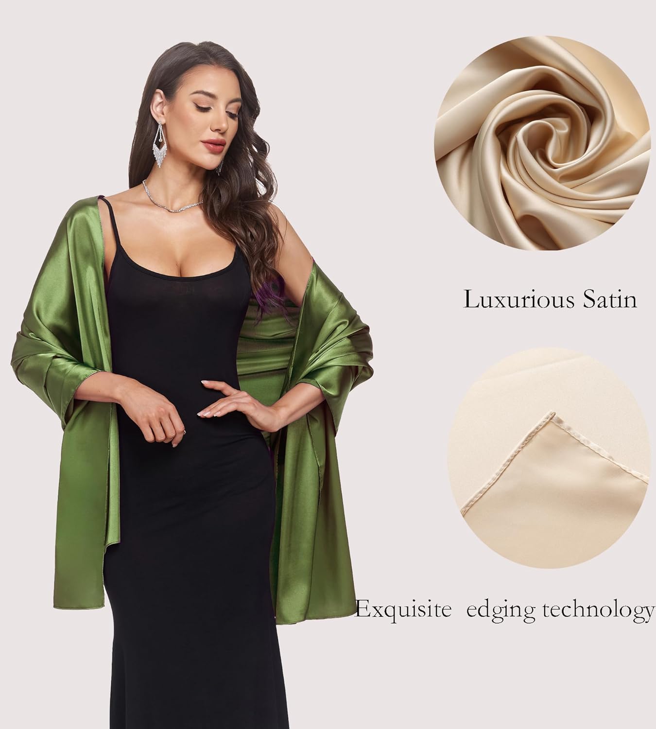 Shawls and Wraps for Evening Dresses Satin Shawl Wraps for Women Wedding Formal Shawl - Image 4
