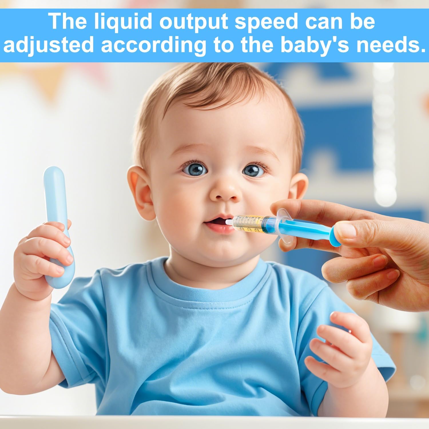 3Pcs 5ml Children Oral Syringes, Liquid Plastic Syringe,Colorful Measuring Tools Individually Sealed for Feeding,Baby Medicine Syringes with Caps (Blue)