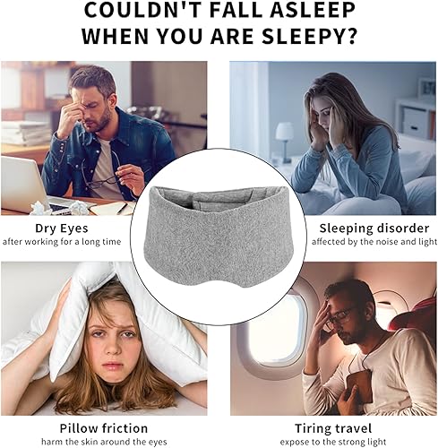 Miniatura 2 de SUWEISHI Paquete de 2 antifaz para dormir ultra suave 100% algodón, cero presión, cubierta natural suave para los ojos con correa ajustable, ayuda