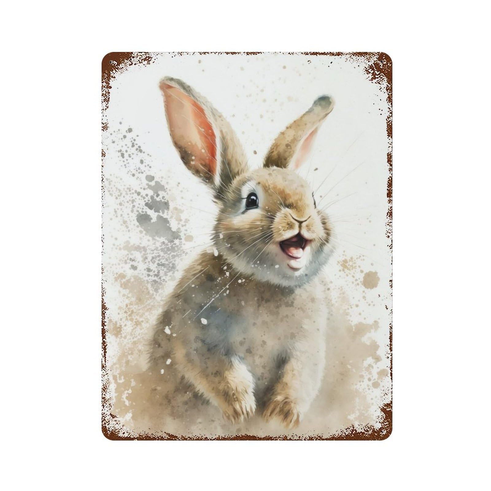 Rabbit Watersketch Drawing Decorative Tin Sign 15.7"x11.8", for Bistro, Counter And Cafe Decor, Retro Wall Decor
