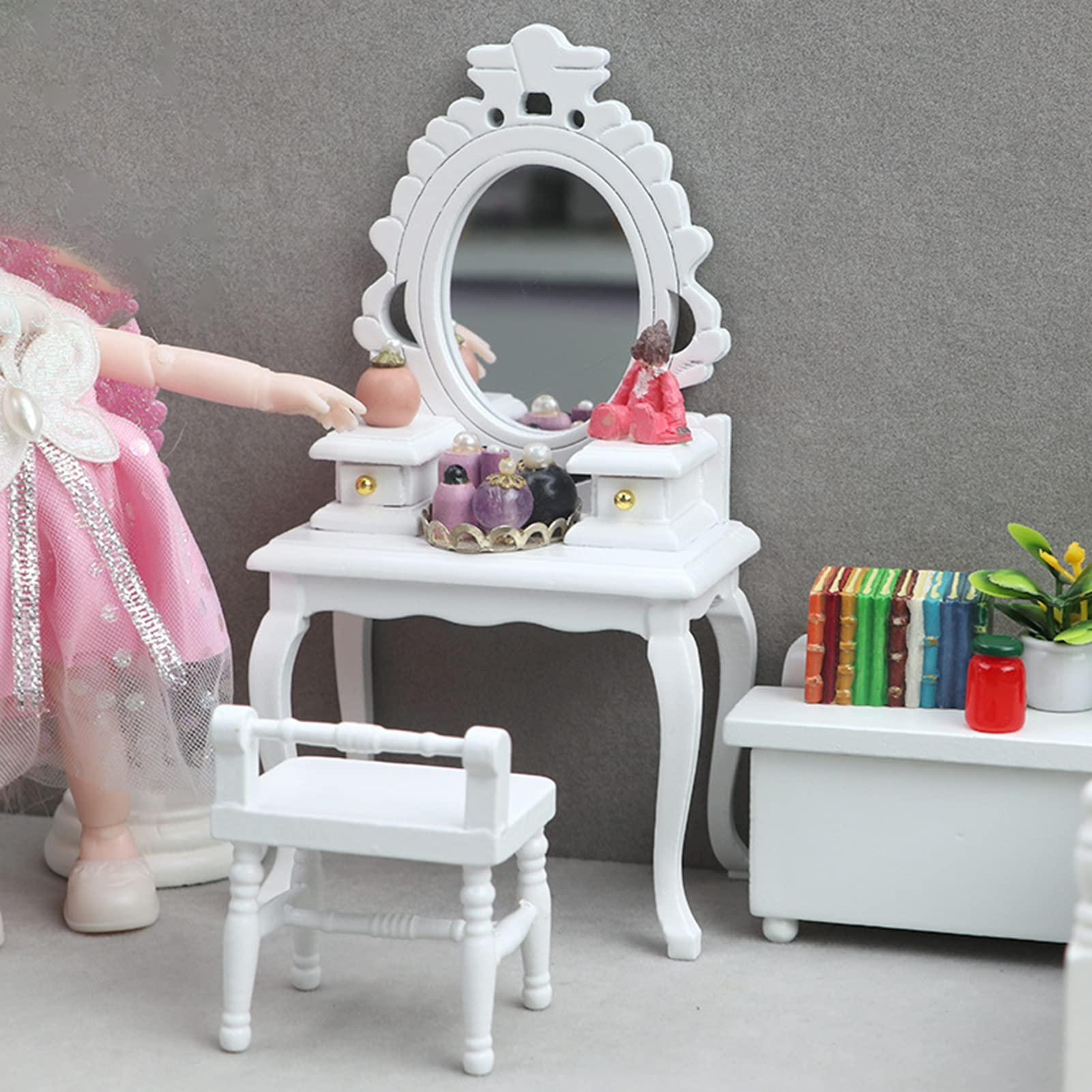 Amazon｜1:12スケール ミニチュア ドールハウス ドレッサーテーブル 