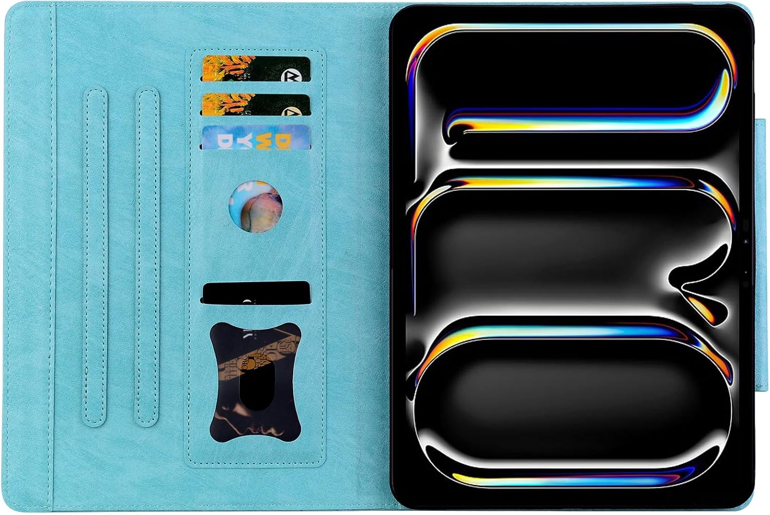 Tablet PC Bags Cases Sleeves Compatible with iPad Pro 13 2024 Cute Magnetic Buckle Tablet Case PU & TPU Tablet Case Kickstand Tablet Case Card Slot Case(Sky Blue)