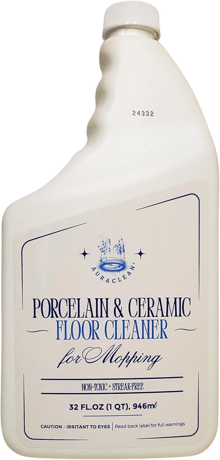 AuraClean Porcelain & Ceramic Tile Floor Cleaner - Mop Soap Concentrate for mopping - Streak-Free Clean, Ph Neutral and non-Toxic - Safe for Marble, Travertine, Limestone - 32 fl oz (1-qt)