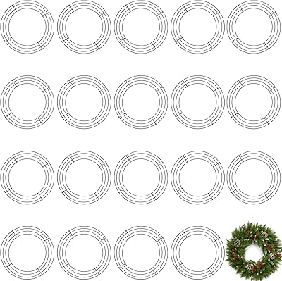 MOUYAT 20 Pack 10 Inch Wire Wreath Frame, Round Green Metal Wreath Frame Making Rings, Floral Crafts Wreath Form for DIY C...