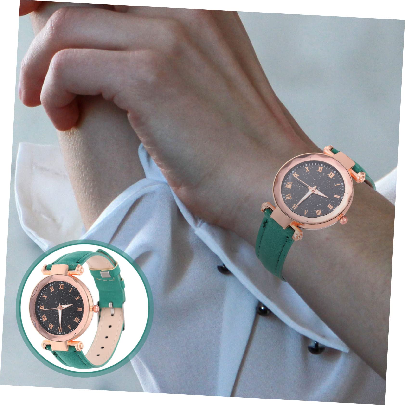 5st Quarz Damenuhren Jugenduhren Modeuhren Für Damen Uhr Für Männer Uhren Für Kinder Männer Schauen Zu Damengürteluhr Studenten Schauen Zu Armbanduhr Rostfreier Stahl Green