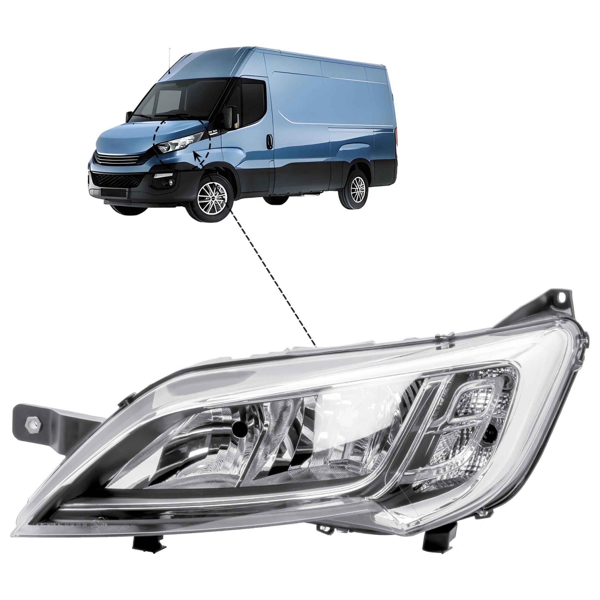 Faro delantero izquierdo lado conductor con motor Apto para Fiat Ducato Citroën Jumper Peugeot Boxer 2014–2025 Opel Movano 2019–2025