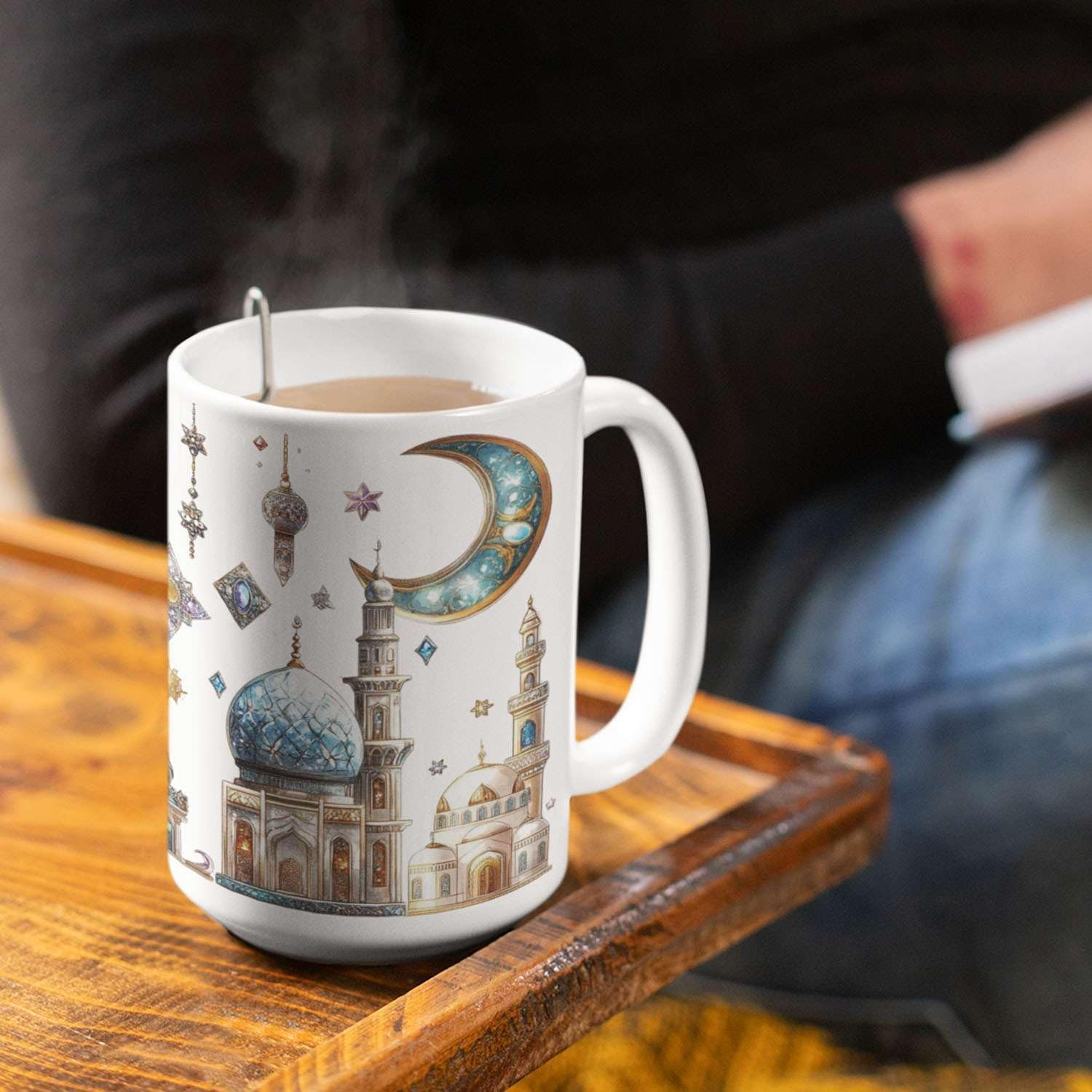 Customized Name Ramadan Coffee Cup, Custom Sparkling Islamic Mosque Mug, Personalized Religious Holiday Full Wrap Cup, Muslim Festivals White Ceramic Mug 11oz 15oz, Gift For Women Men - Image 6