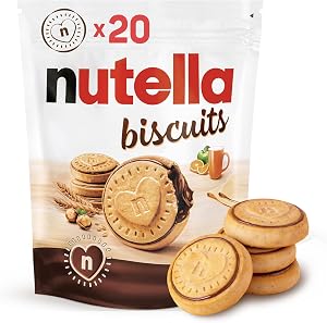 BISCUITS NUTELLA Cookies fourrés avec la pâte à tartiner NUTELLA aux noisettes et cacao - Snack parfait à partager - 20 biscuits par paquet - 276 g
