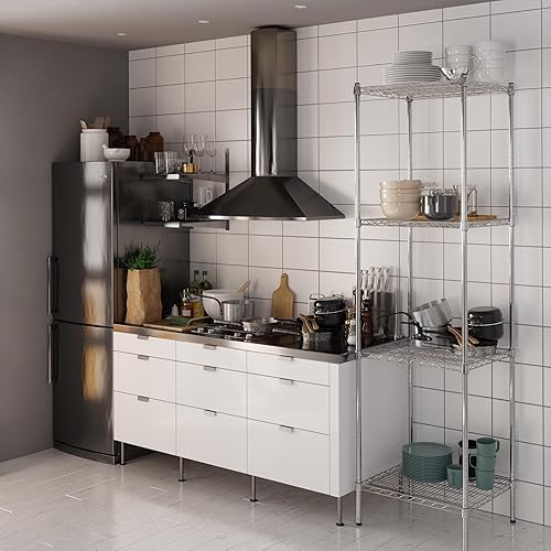 Miniatura 288 de Kit de estantería de alambre cromado de 4 niveles de 24 pulgadas de profundidad x 24 pulgadas de ancho x 64 pulgadas de alto Unidad de estante