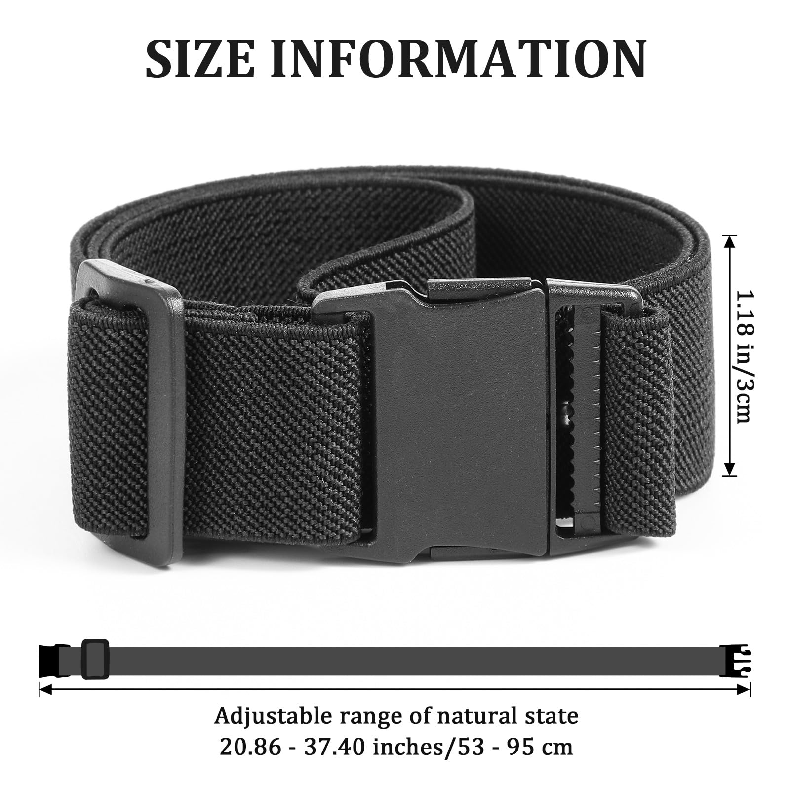 YUXIANLB Mens Elastic Stretch Belt Unisex Black Quick Release Belt Adventure Web Belt for Men Adjustable Sport Work Belts