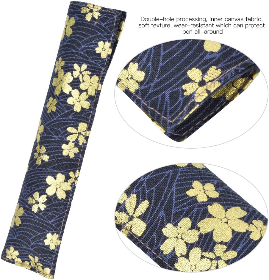 Srliya Single Pen Storage Bag Retro Flower Pattern Hot Gold Cotton Cloth Protective Cover image 3