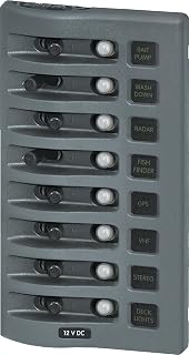 Blue Sea Systems WeatherDeck 8-Position Waterproof Circuit Breaker Panel - IP67 Marine Rated, 12/24V Grey