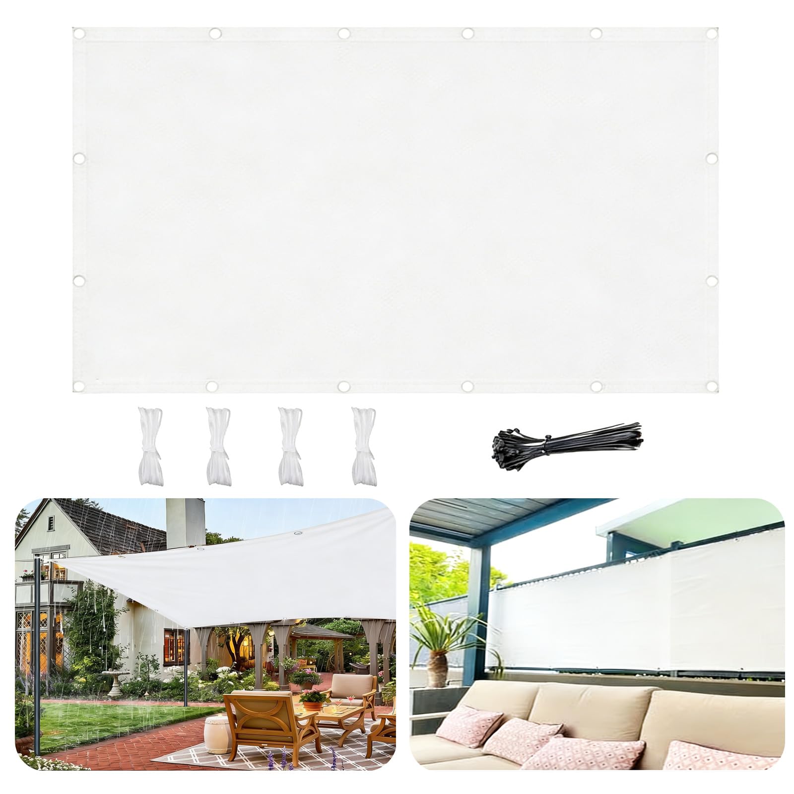 Auvent pour jardin imperméable et anti-UV 2,3x6,5m avec œillets de fixation en acier