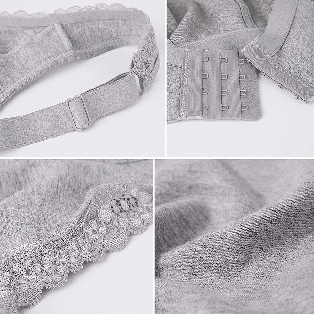 Women's Wireless Plus Size Lace Bra Full Coverage Unlined Minimizer Bra Comfort Cotton - Image 6