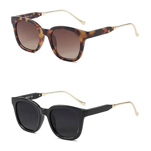 SOJOS Óculos de sol clássicos quadrados polarizados para mulheres e homens, retrô, moderno, UV400 Sunnies SJ2050
