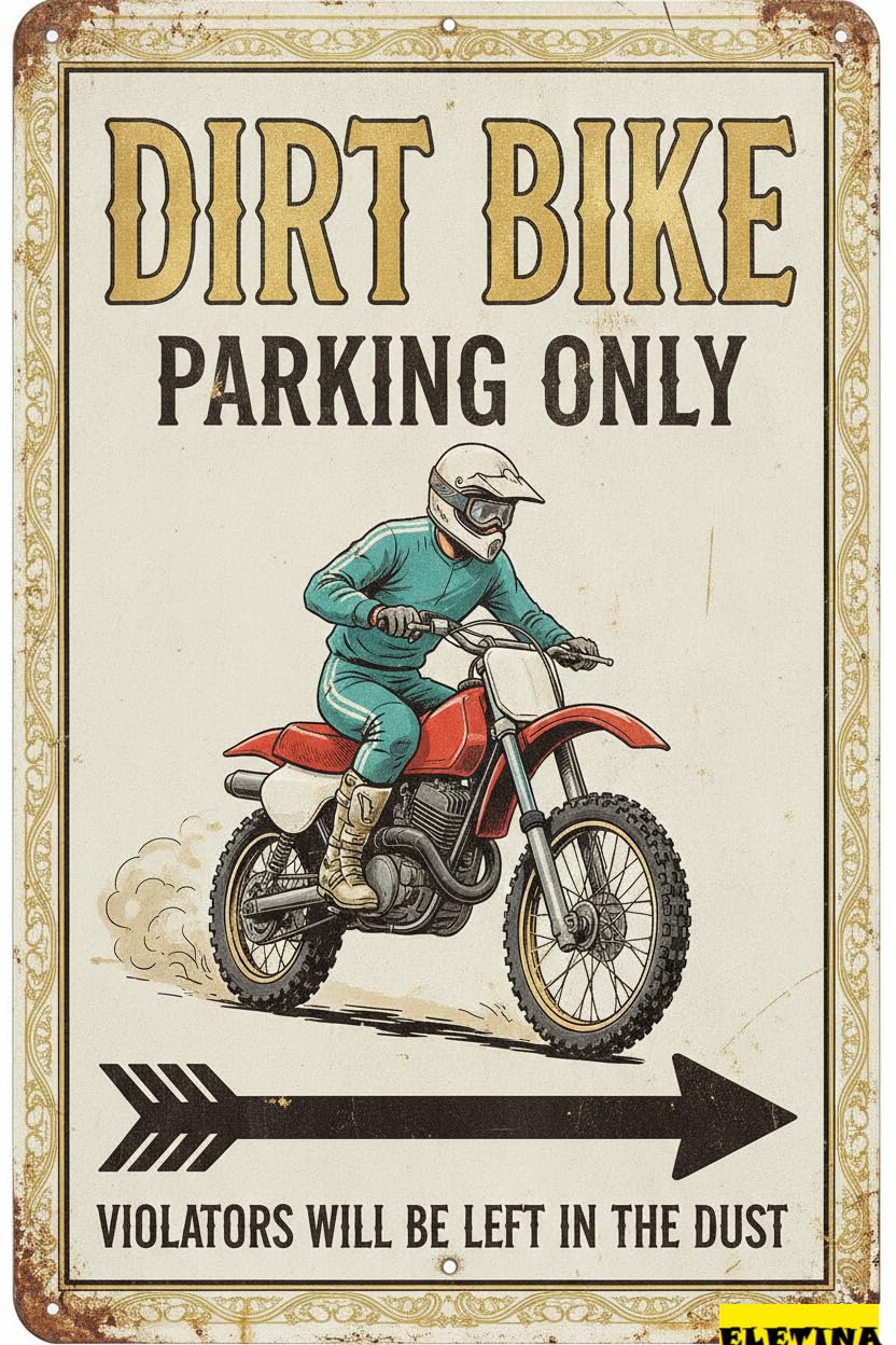 Dirt Bike Parking Only Motocross Tin Sign, 8x12 Inch