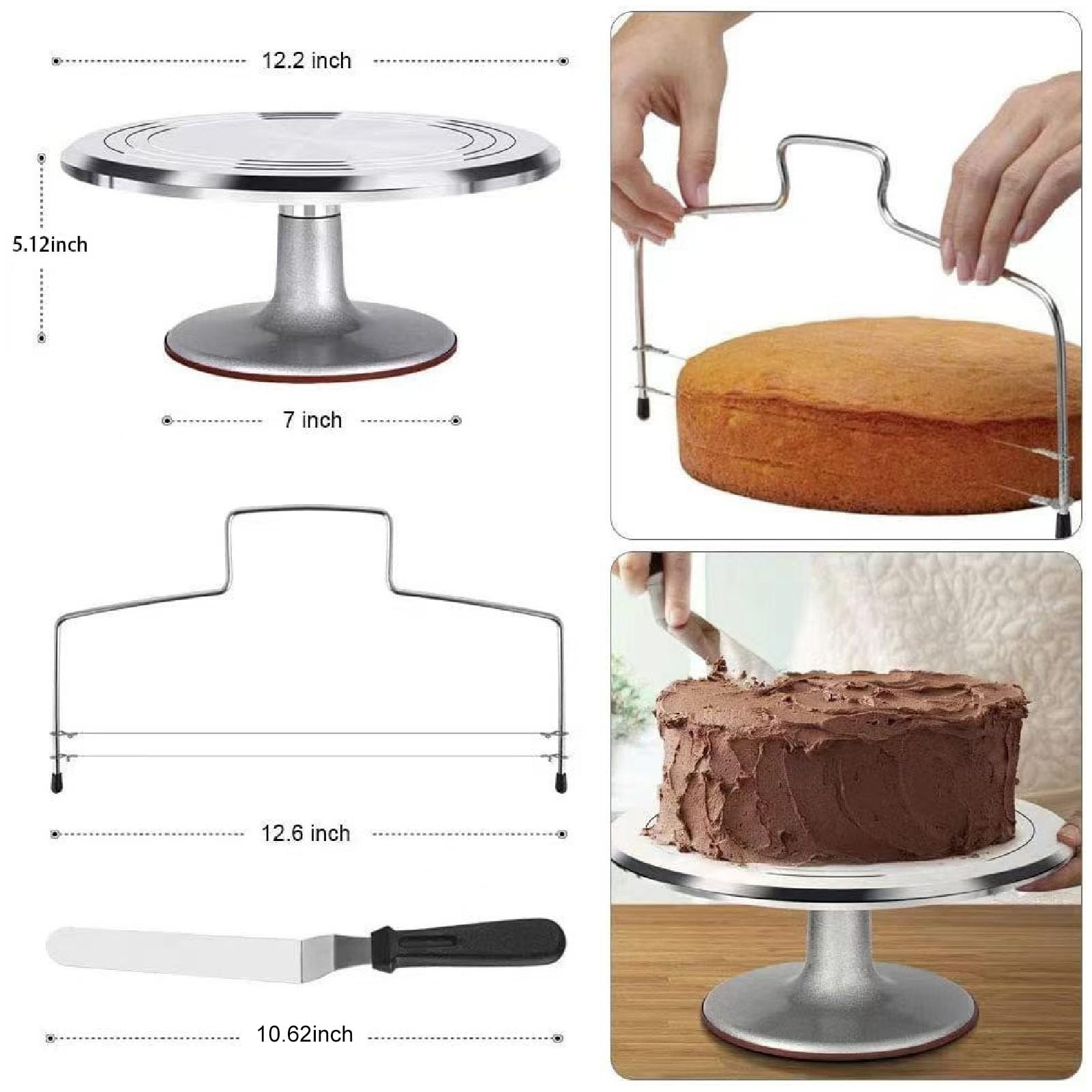 Support de gâteau tournant en alliage d'aluminium 12 pouces pour décoration