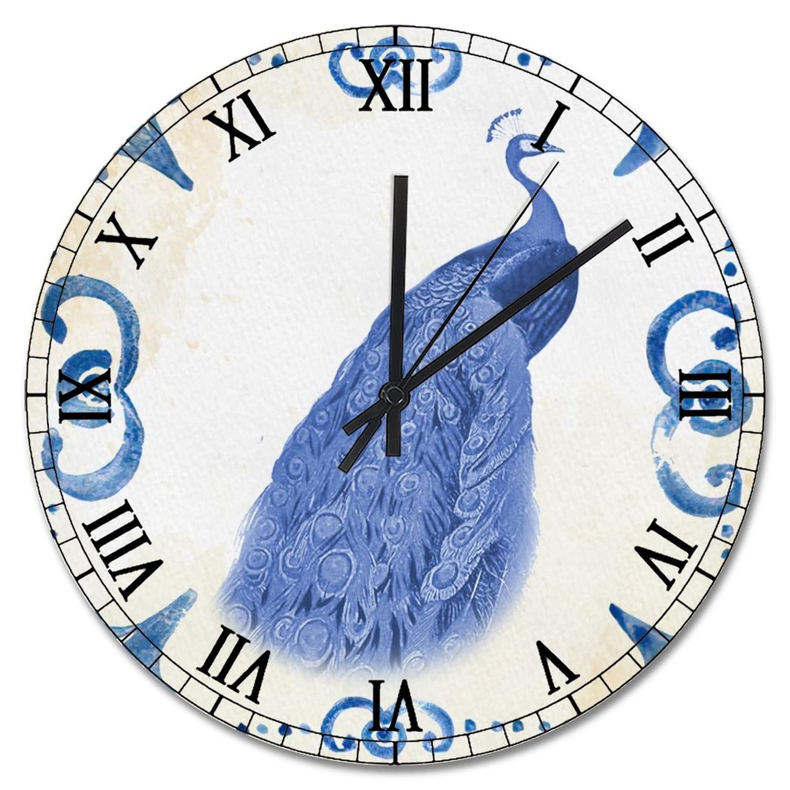 Horloge murale vintage paon silencieuse pour chambre et salon 38cm