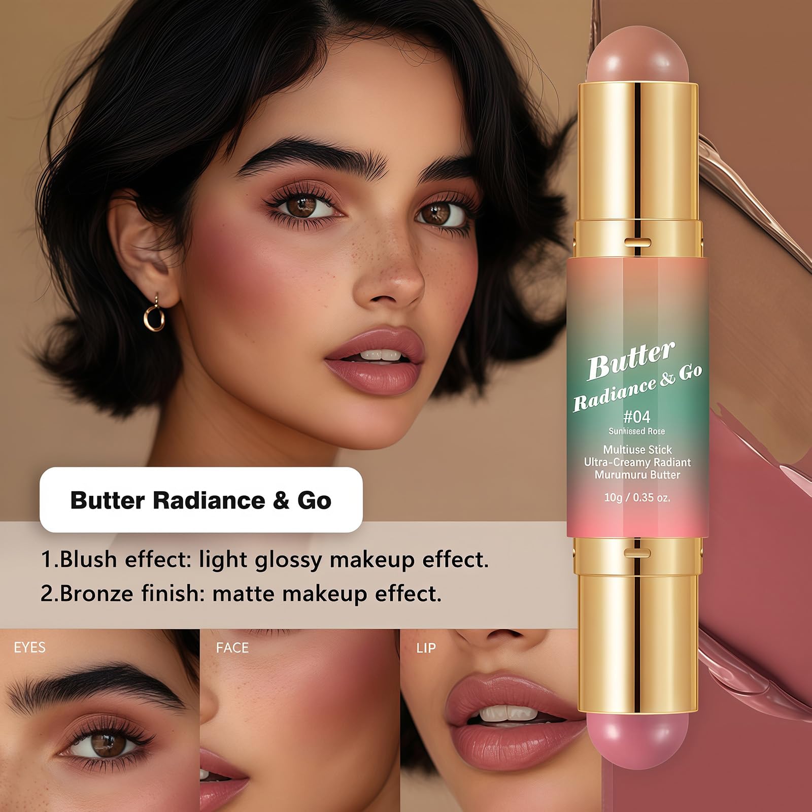 Kit di trucco da viaggio completo con bastoncino di burro in polvere e 6 ombretti, per un'applicazione rapida in viaggio, set cosmetico multiuso
