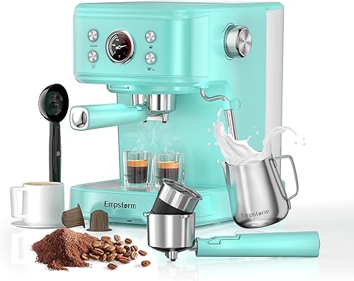 Máquina de café expreso de 20 barras con espumador de leche de vapor 2 en 1 varita, compatible con cápsulas originales NS, cafetera profesional con