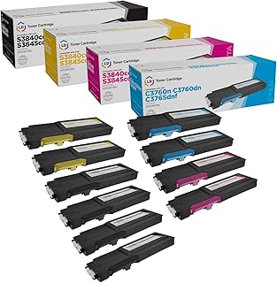 LD Products Compatible Toner Cartridge Replacements for Dell Color Laser C3760 C3765 Extra High Yield (4 331-8429 Black, 2 331-8432 Cyan, 2 331-8431 Magenta, 2 331-8430 Yellow, 10-Pack)