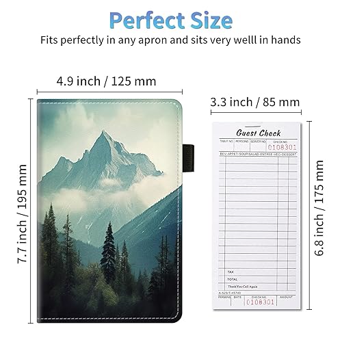 Miniatura 9 de Organizador de libros de servidores, libros de servidor de lobo nativo americano para camarera, organizador de libros de camarero de cuero sintético