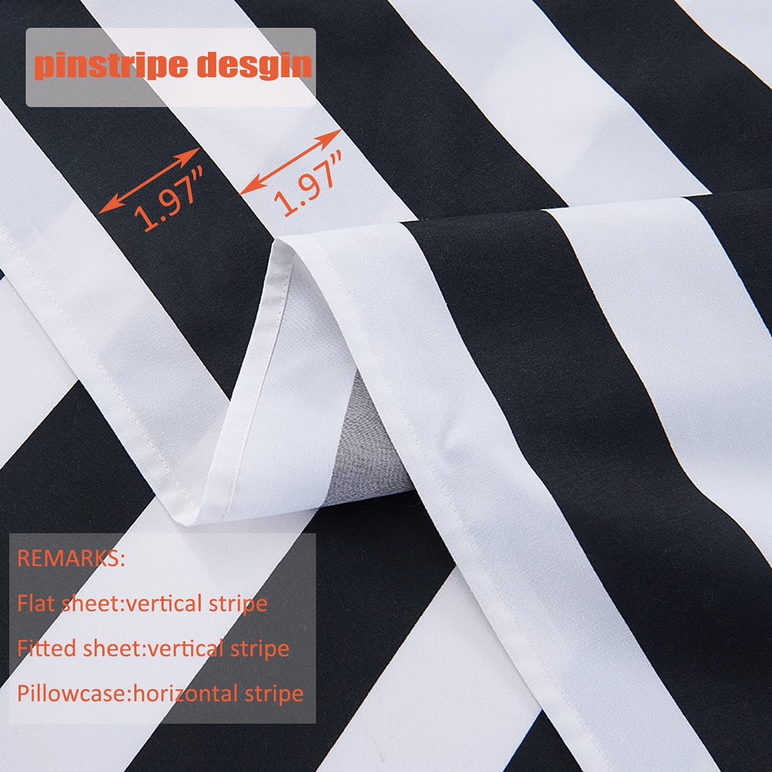 Best Season Stripe Sheet Set-4 Piece Super Soft Microfiber Bedding-Deep Pocket, Stain, Fade & Wrinkle Resistant(Full Size,Black&White)